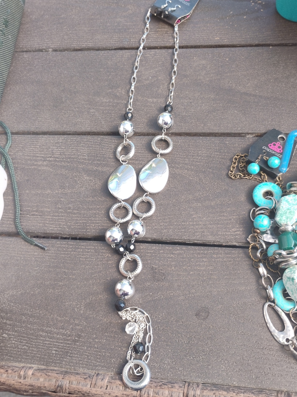 paparazzi Silver and Black Y-Style Statement Necklace